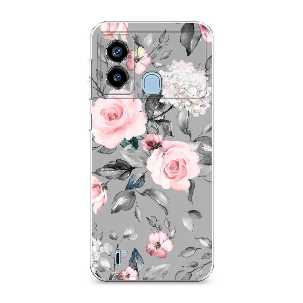 

Силиконовый чехол "Розы на сером" на Tecno Pop 6, 302050-8