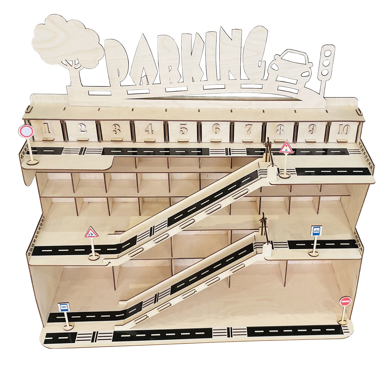 

Парковка-гараж Wood Garage Store детский деревянный паркинг для машинок, Бежевый, 00-90-70-1