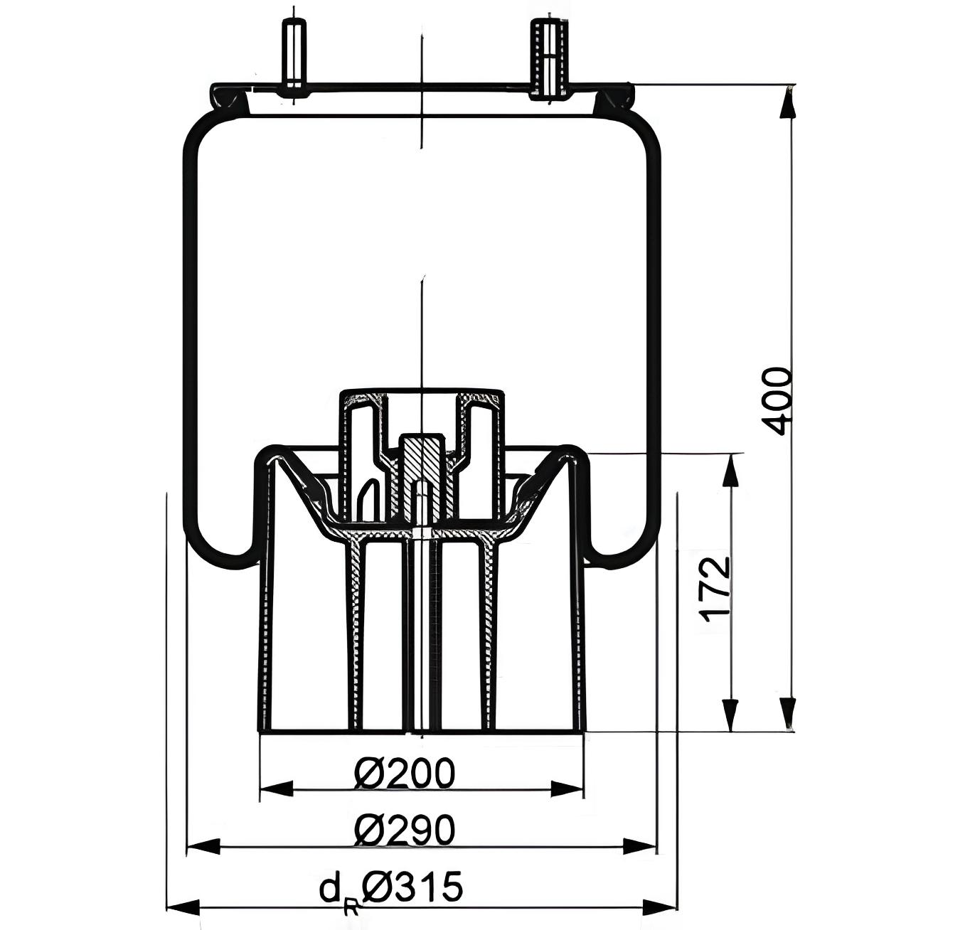 

Пневморессора Firestone W01M586315 для Fruehauf/ OR со стаканом