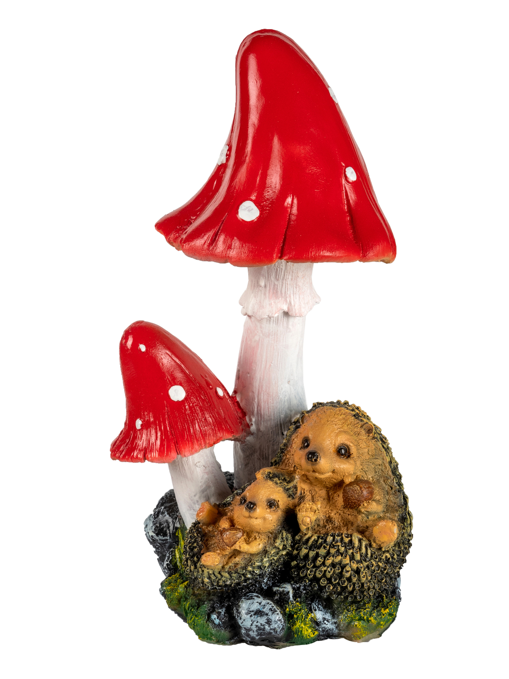 фото Садовая фигурка наш дом ёжики под грибами h-31 см