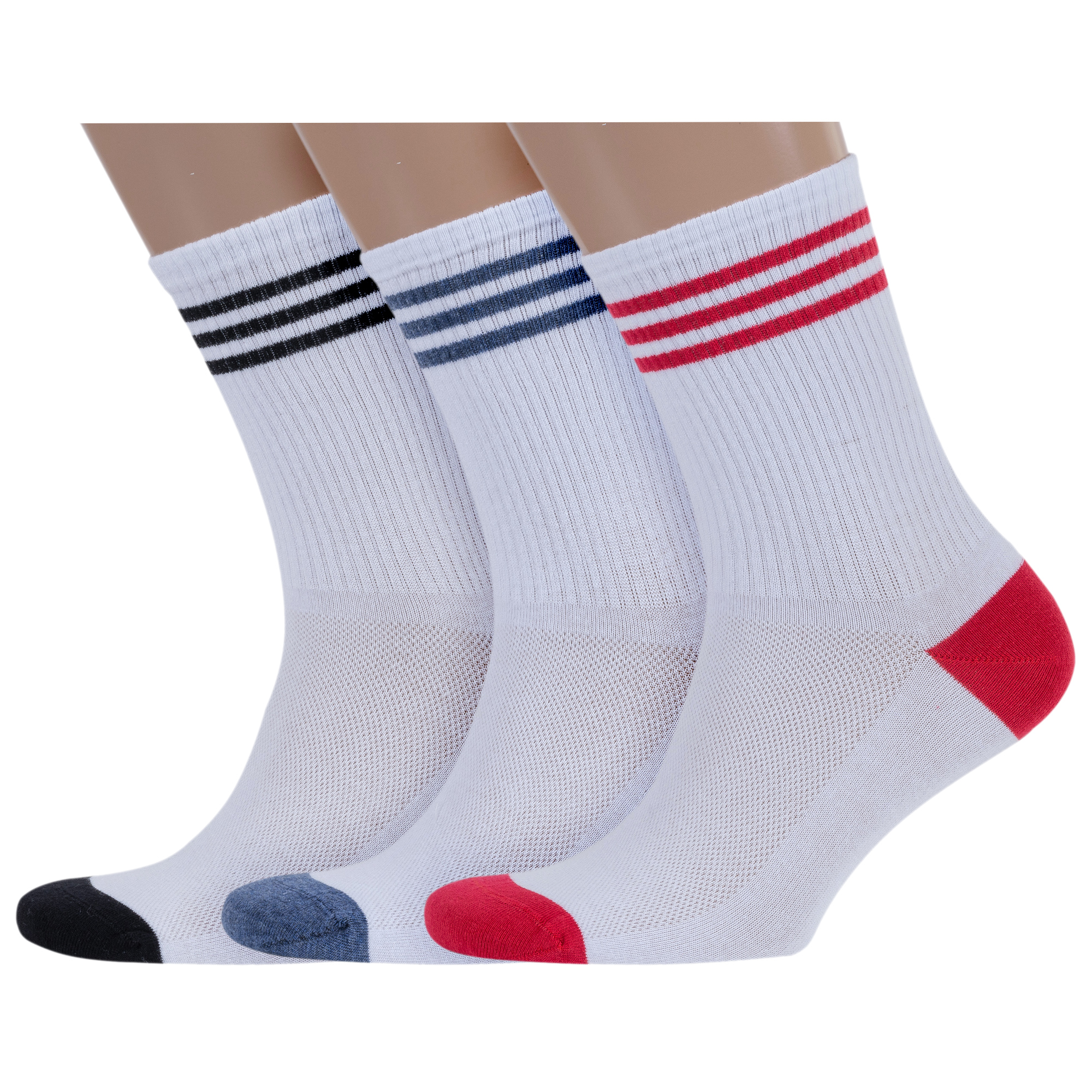 

Комплект носков мужских Rusocks 3-М3-13745 белых; черных; синих; красных 25-27, 3-М3-13745