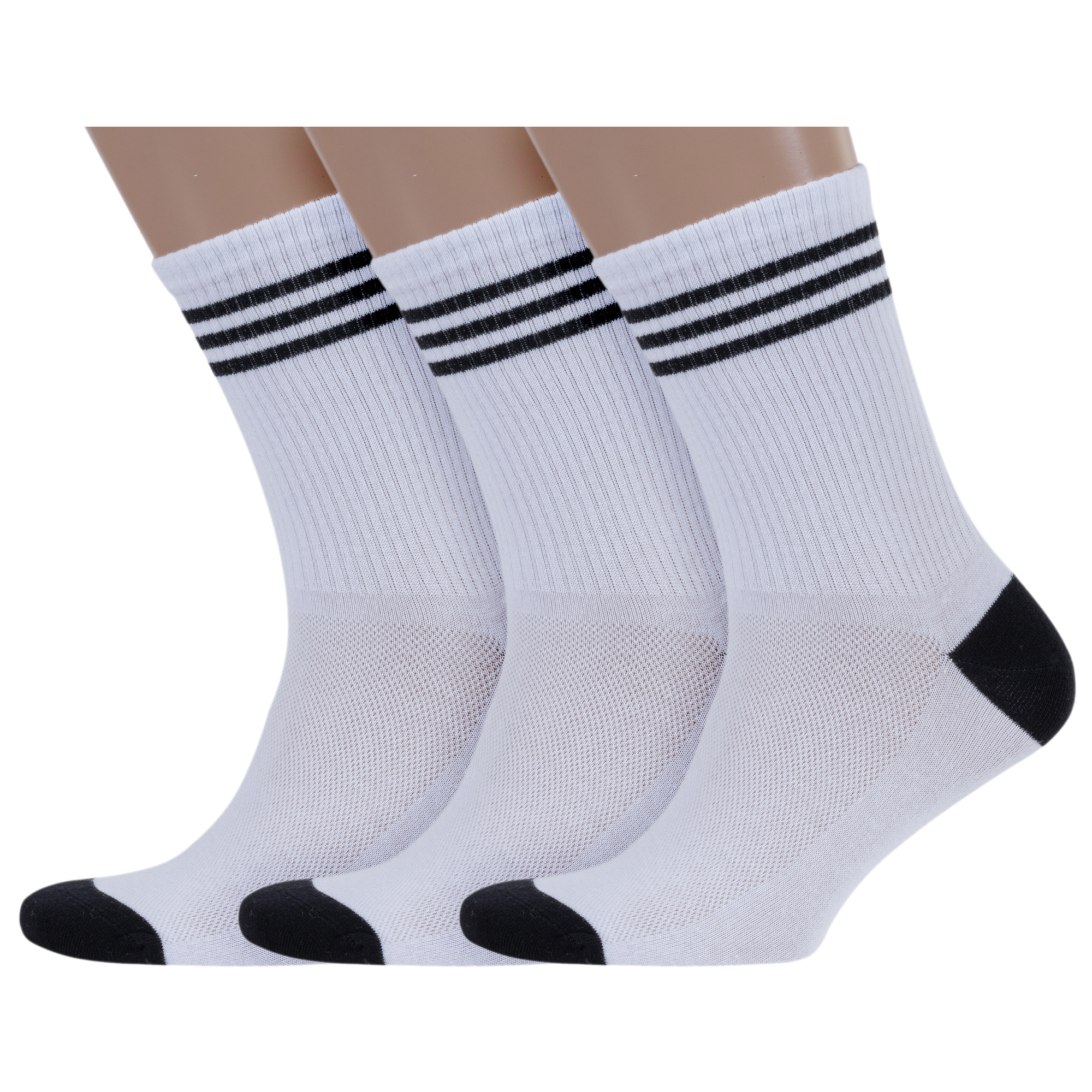 

Комплект носков мужских Rusocks 3-М3-13745 черных; белых 27-29, 3-М3-13745