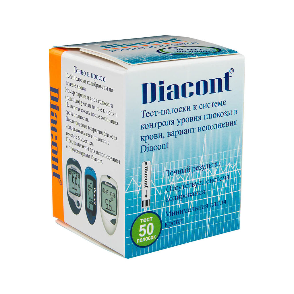 Купить Тест-полоски для глюкометра Diacont 50 шт.