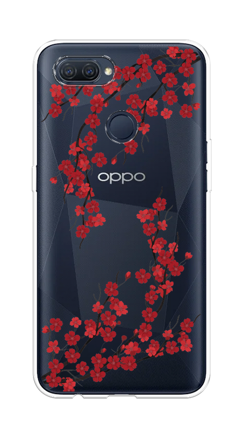 

Чехол на Oppo A12 "Красная сакура", Красный;черный, 253450-2