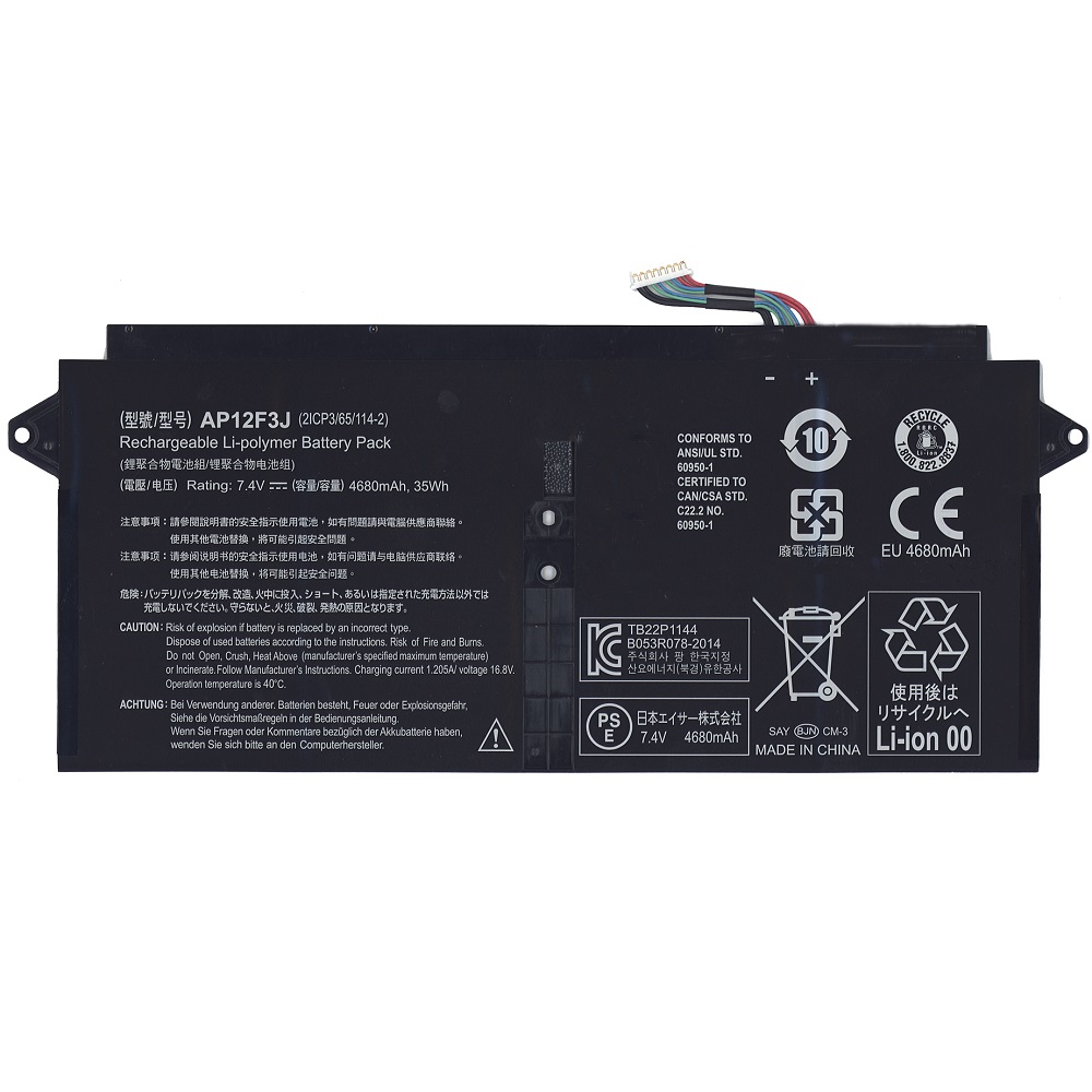 фото Аккумуляторная батарея для ноутбука acer aspire s7-391 7,4v 4680mah 35wh ap12f3j oem