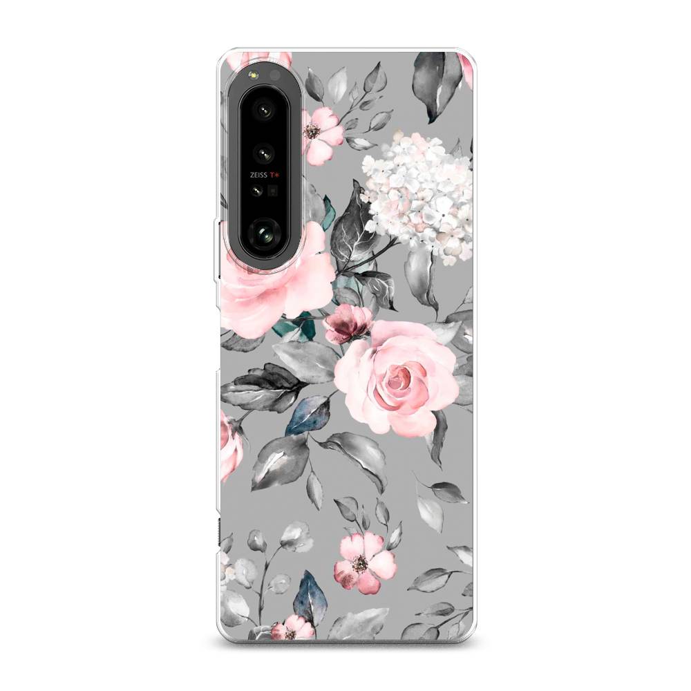 

Силиконовый чехол "Розы на сером" на Sony Xperia 1 IV, 55150-8