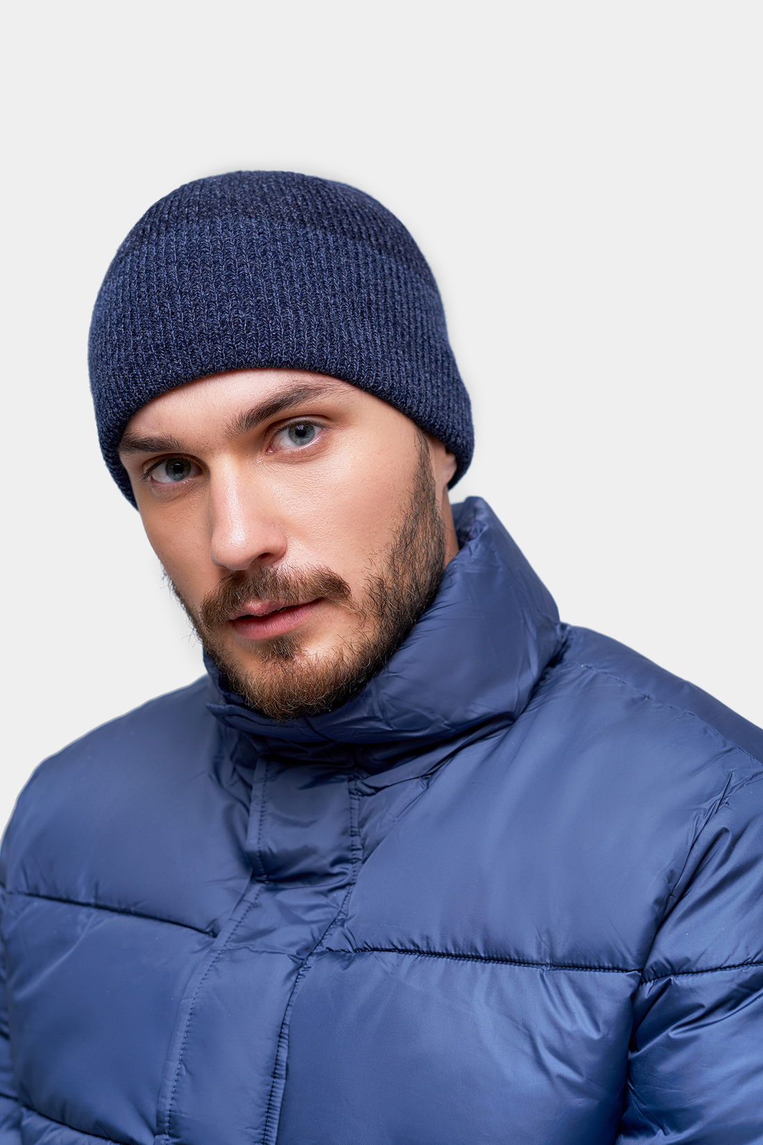 

Шапка бини мужская Baon B840582 deep navy melange, р.58, B840582