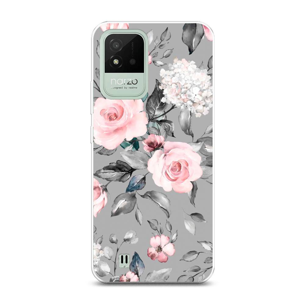 

Силиконовый чехол "Розы на сером" на Realme Narzo 50i, 2510050-8