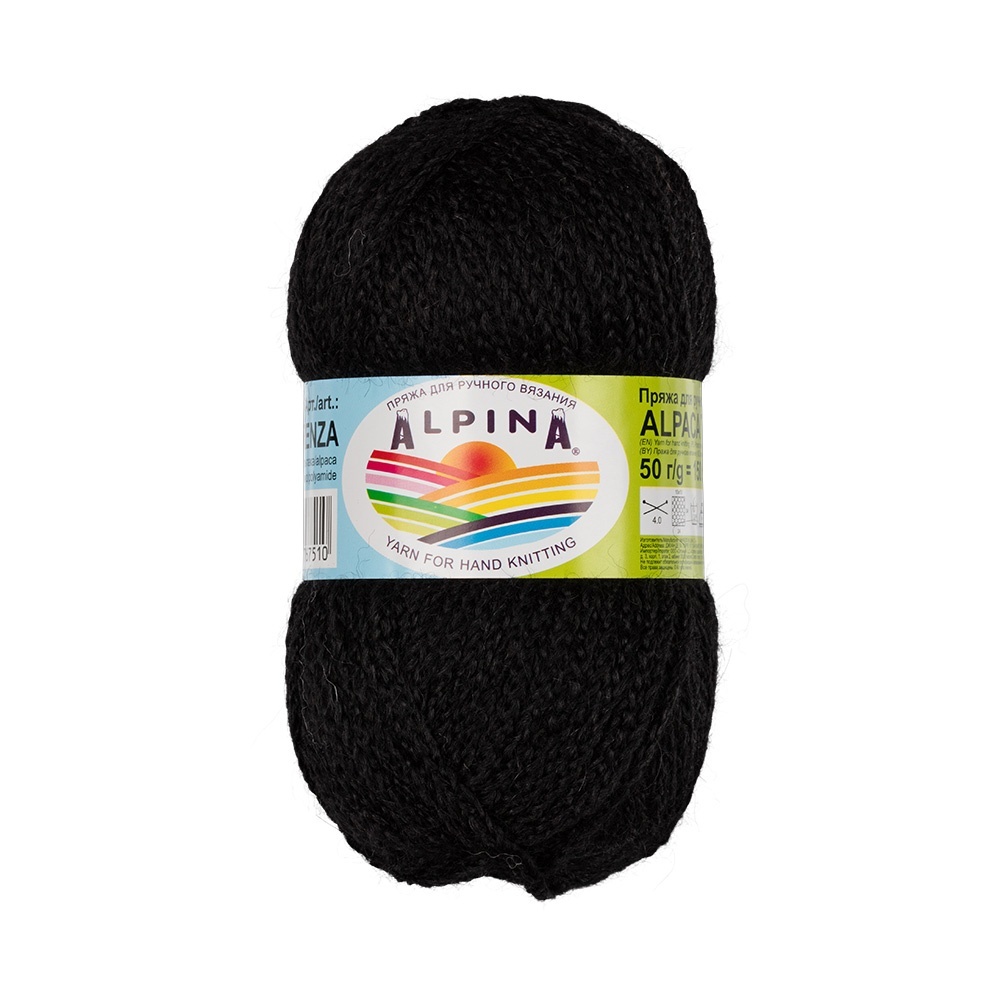 

Alpina Alpaca trenza, 90% альпака, 10% полиамид, 4х50 г, 150+-8 м, Черный