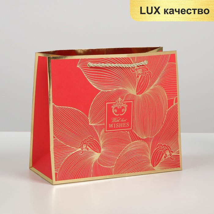 

Пакет подарочный Дарите Счастье With best wishes 27  23  12 см, Красный