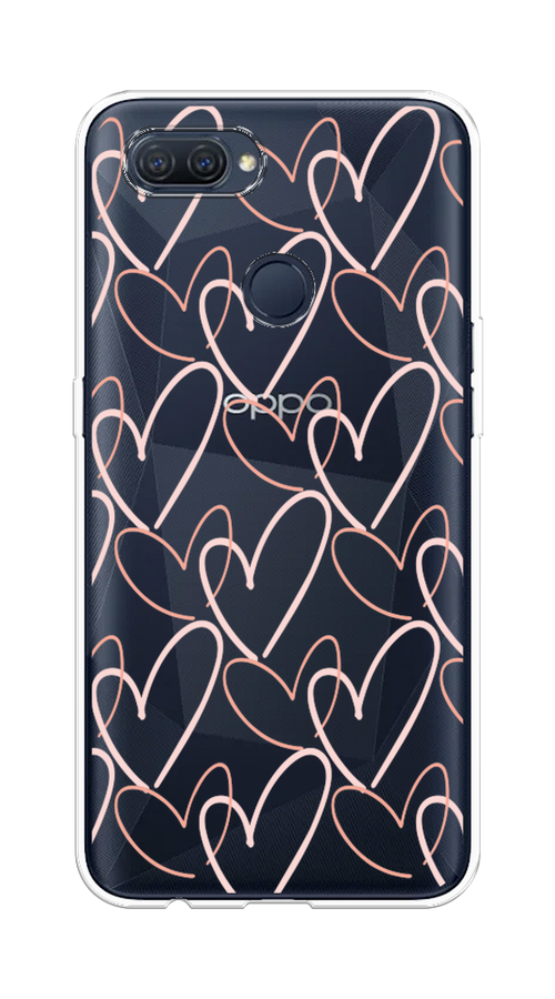 

Чехол на Oppo A12 "Узор из сердечек", Розовый;бежевый, 253450-6