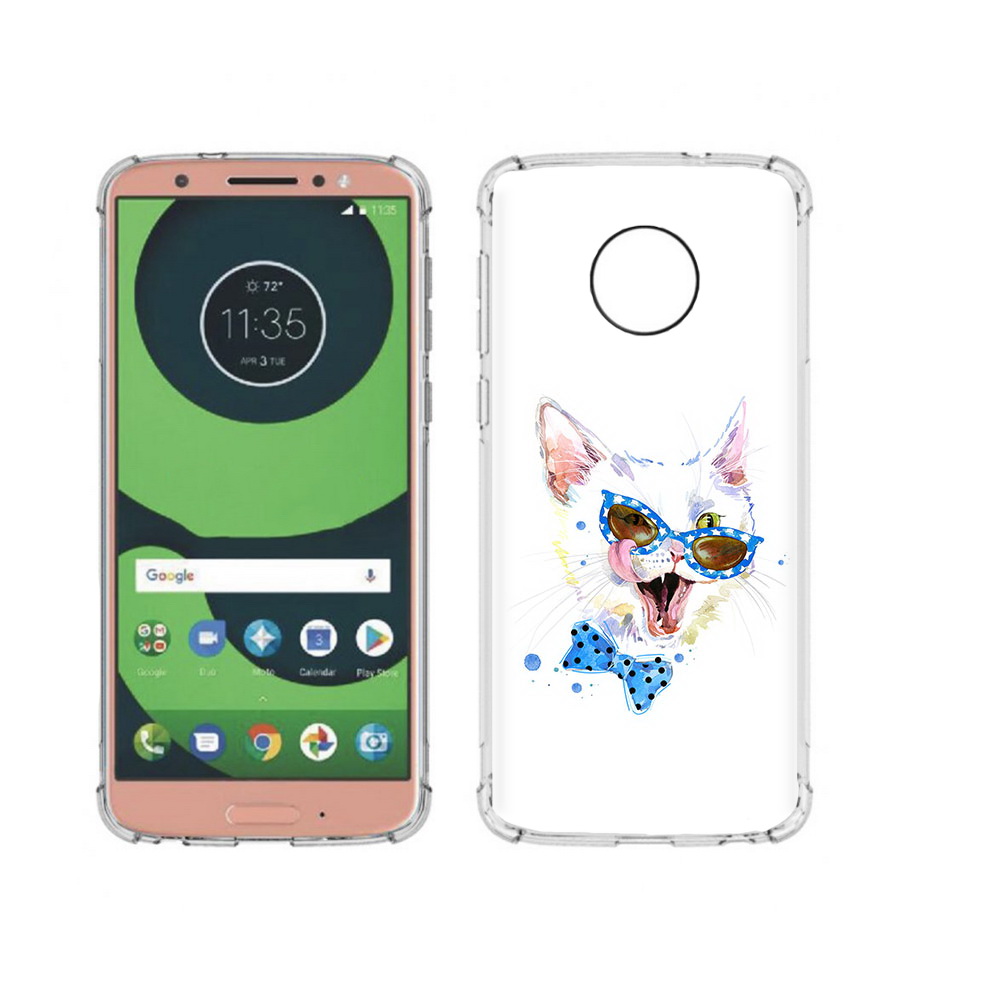 

Чехол MyPads Tocco для Motorola Moto G6 белый кот (PT99805.376.229), Прозрачный, Tocco