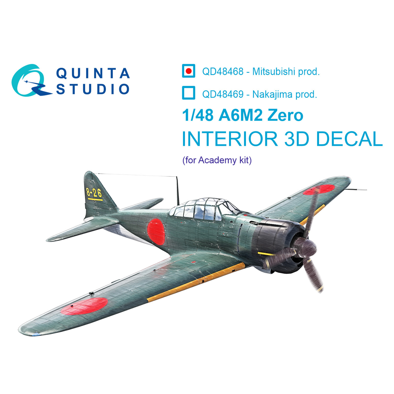 3D Декаль Quinta Studio интерьера кабины A6M2 Zero Mitsubishi Academy QD48468