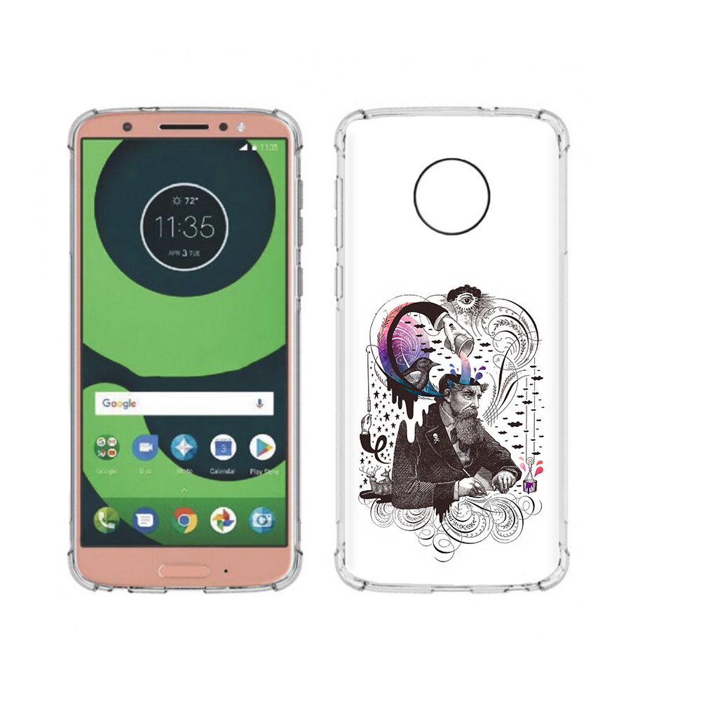 

Чехол MyPads Tocco для Motorola Moto G6 абстракция думающий мужчина (PT99805.376.210), Прозрачный, Tocco