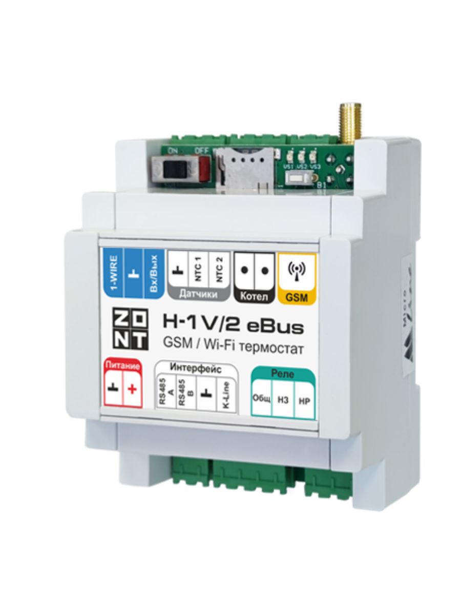 

Термостат GSM-Climate ZONT H-1V/2 eBUS 9900000388 Блок дистанционного управления котлом, Белый, GSM-Climate