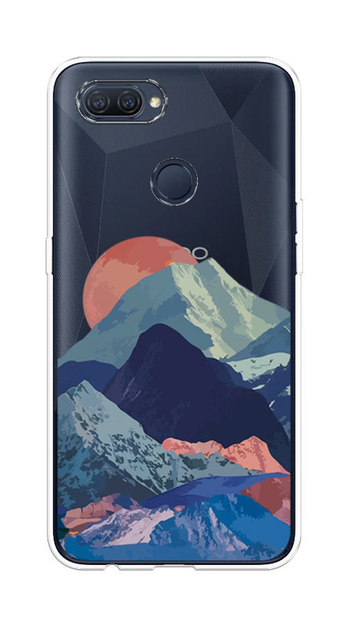

Чехол на Oppo A12 "Закат в снежных горах", Красный;серый;голубой, 253450-2