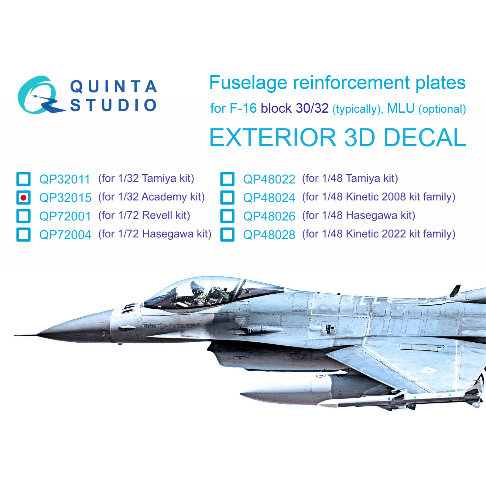 

Декаль Quinta Studio Усиливающие накладки для F-16 block 30/32 QP32015, Однотонный