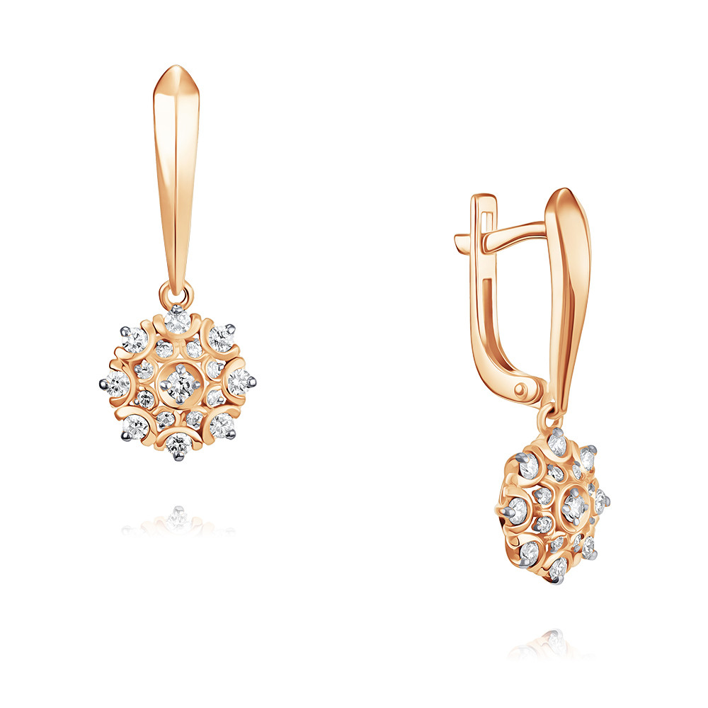 

Серьги подвески из красного золота ADAMAS 24041015/01-А50Д-41, бриллиант, 24041015/01-А50Д-41
