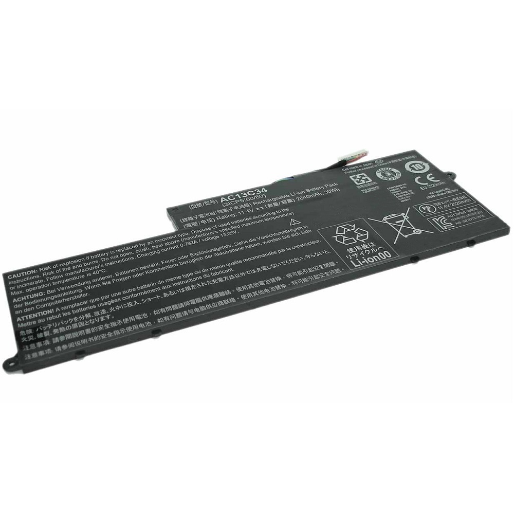 фото Аккумуляторная батарея для ноутбука acer aspire e3-112 11.4v 2640mah 30wh ac13c34 oem