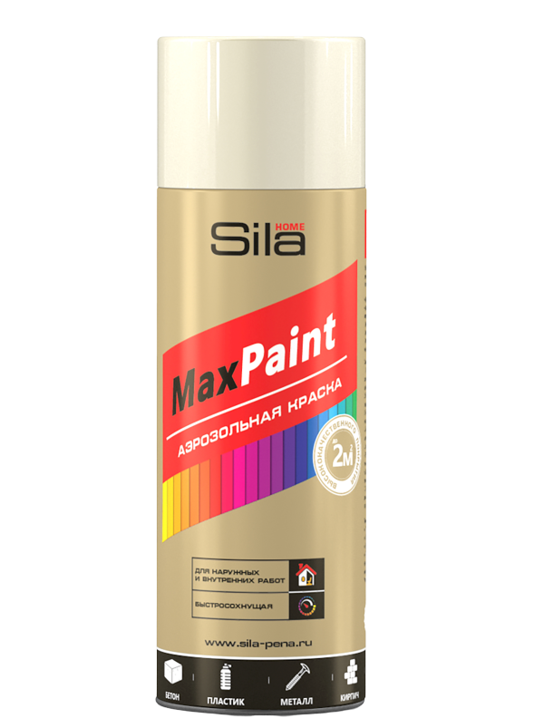 Аэрозольная краска  Sila Max Paint универсальная, RAL1001, бежевая,520 мл