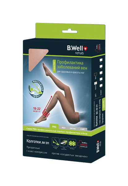 

Колготки компрессионные B.Well JW-311 4 daino прозрачные I класс компрессии, JW-311