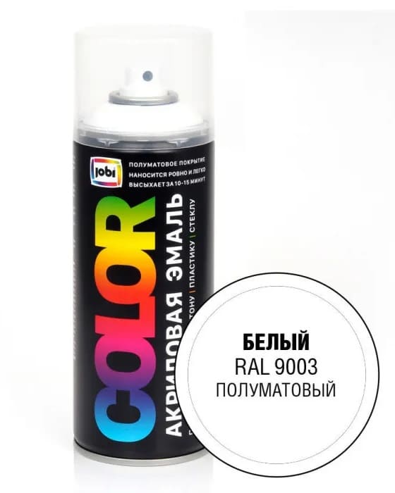 

Эмаль аэрозольная акриловая JOBI полуматовая белая (9003) 400мл