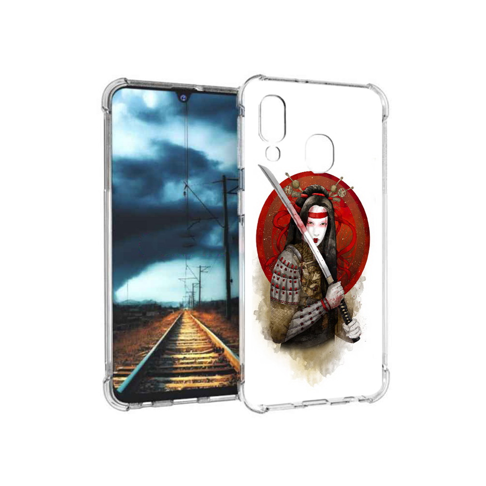 

Чехол MyPads Tocco для Samsung Galaxy A40 рисованная девушка с катаной (PT128655.504.580), Прозрачный, Tocco