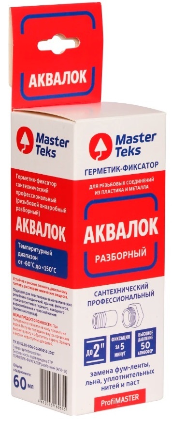 

Герметик анаэробный MasterTeks PM Аквалок для резьбовых соединений 0,06 9613333, Прозрачный