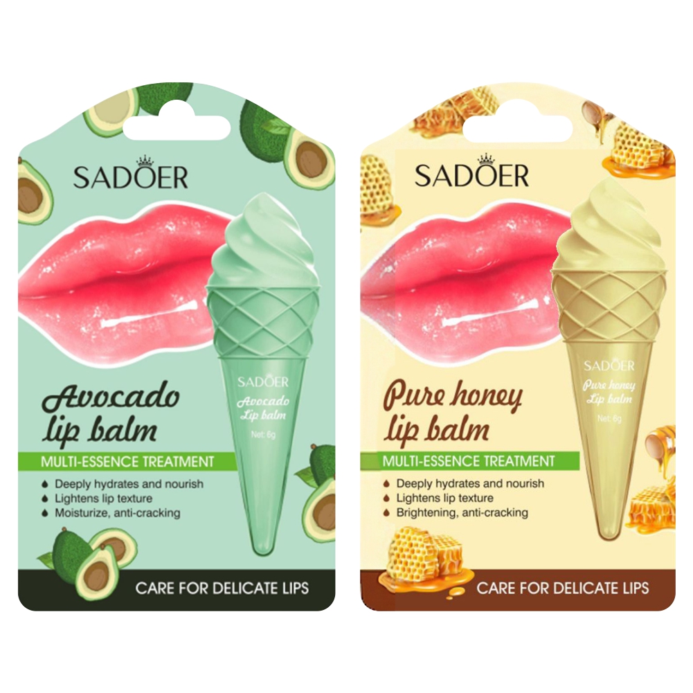Набор увлажняющих бальзамов для губ Sadoer с авокадо с медом по 6г массажеры гуаша для лица самой нежной набор серпентин и кальцит