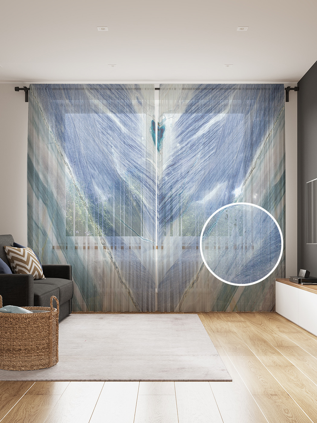 

Фототюль JoyArty "Лунный камень", 145x265см (2 полотна со шторной лентой + 50 крючков), Лунный камень