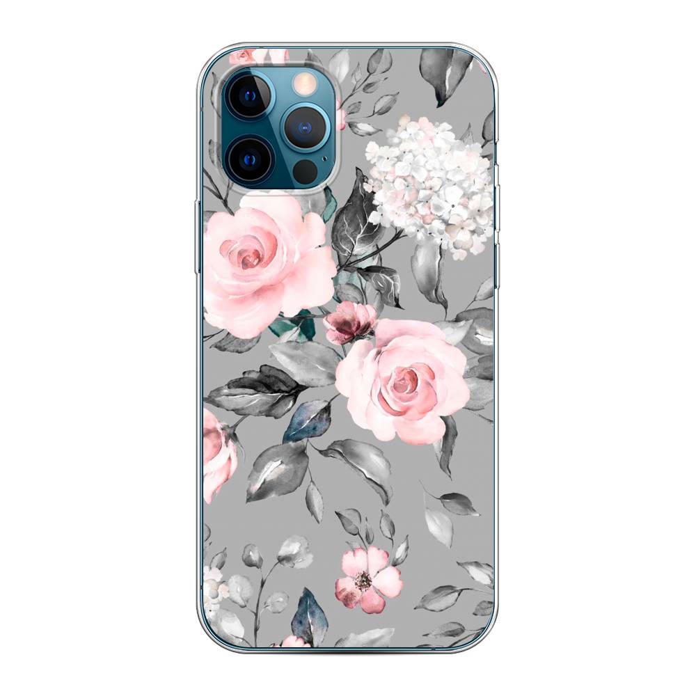 фото Силиконовый чехол "розы на сером" на apple iphone 12 pro awog