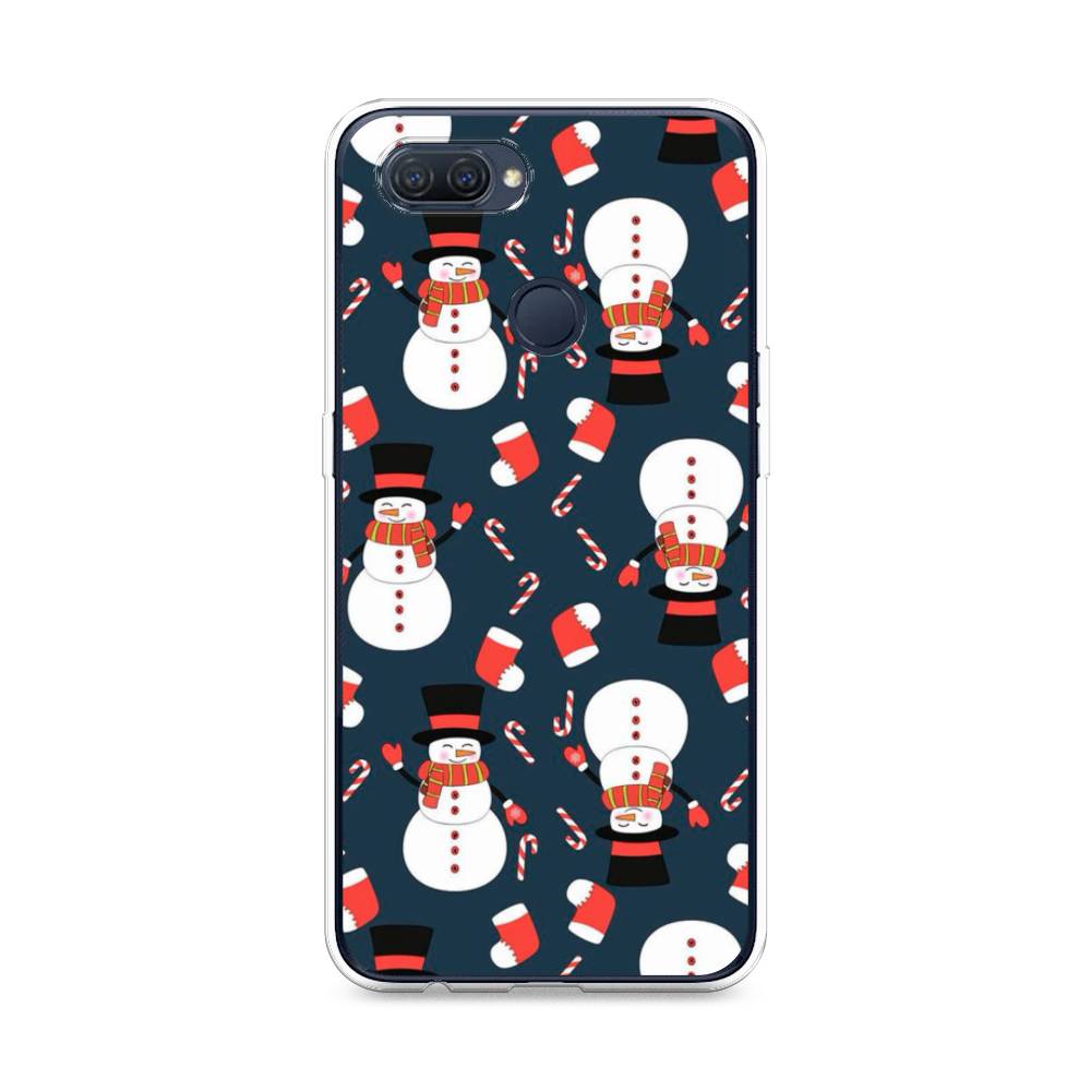 

Чехол для Oppo A12 "Синие снеговики", Синий;белый;красный, 253450-5