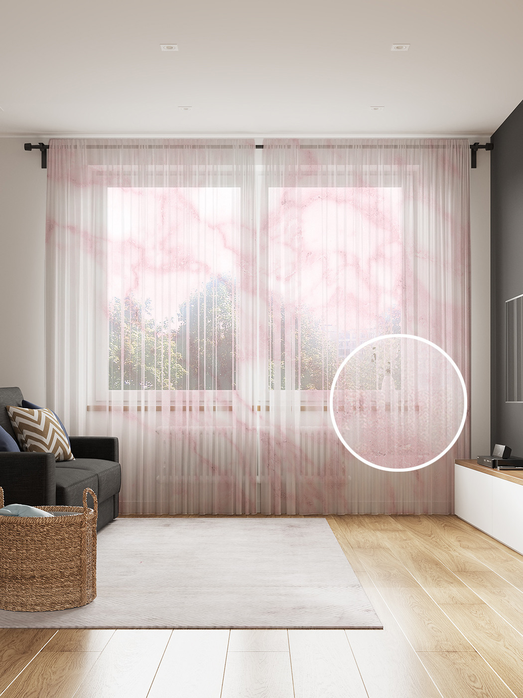 

Фототюль JoyArty "Нежный мрамор", 145x265см (2 полотна со шторной лентой + 50 крючков), Нежный мрамор