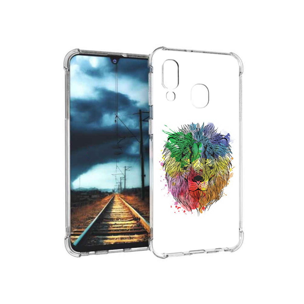 

Чехол MyPads Tocco для Samsung Galaxy A40 разноцветный гордый лев (PT128655.504.573), Прозрачный, Tocco