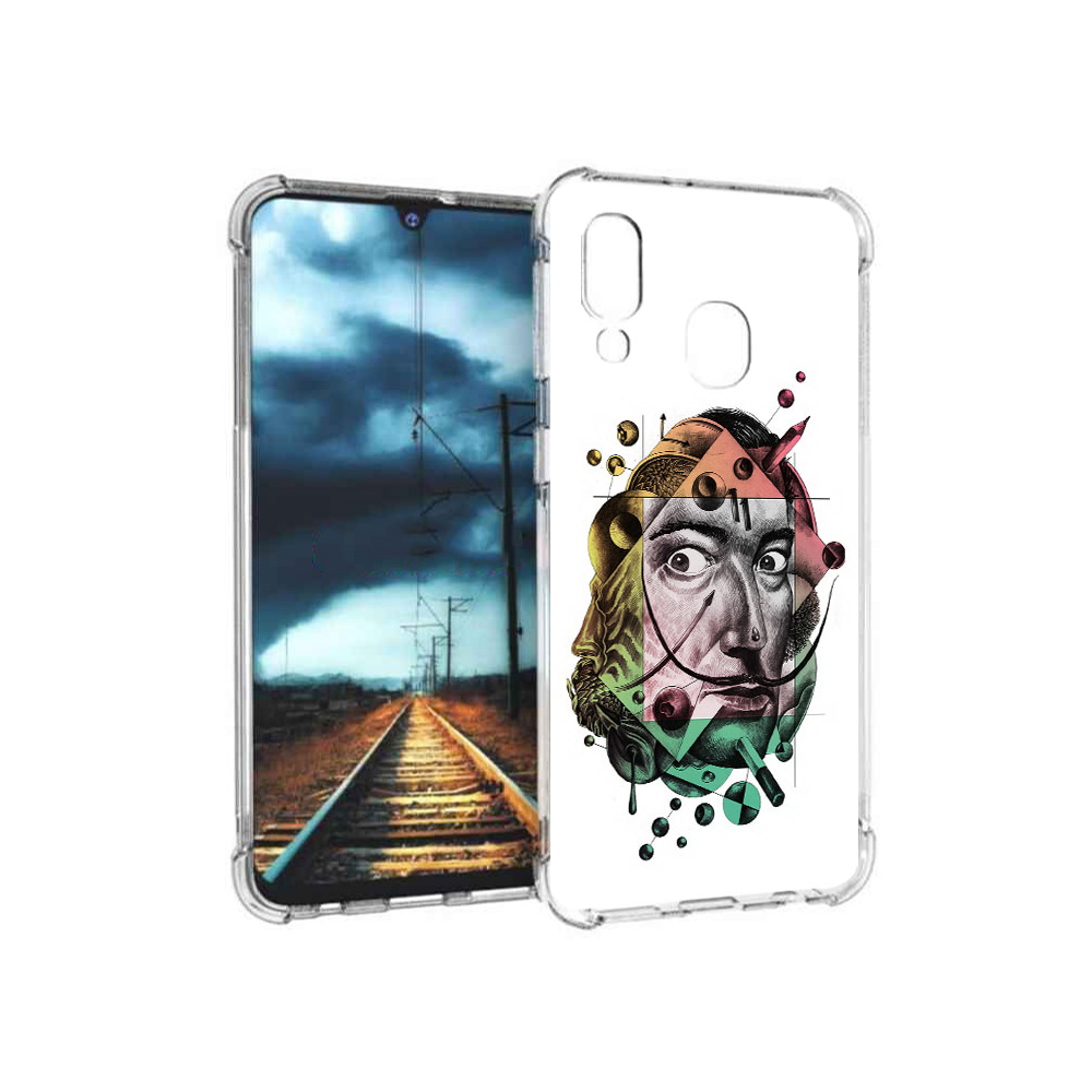 

Чехол MyPads Tocco для Samsung Galaxy A40 разноцветное лицо абстракция (PT128655.504.570), Прозрачный, Tocco