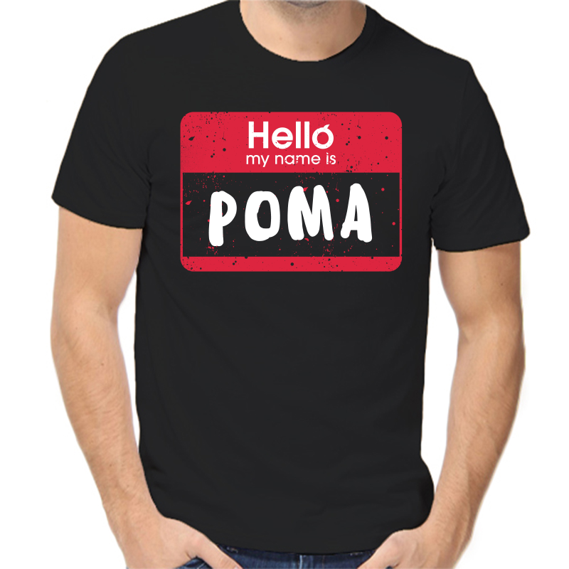 

Футболка мужская черная 44 р-р hello my name is Рома, Черный, fm_hello_roma