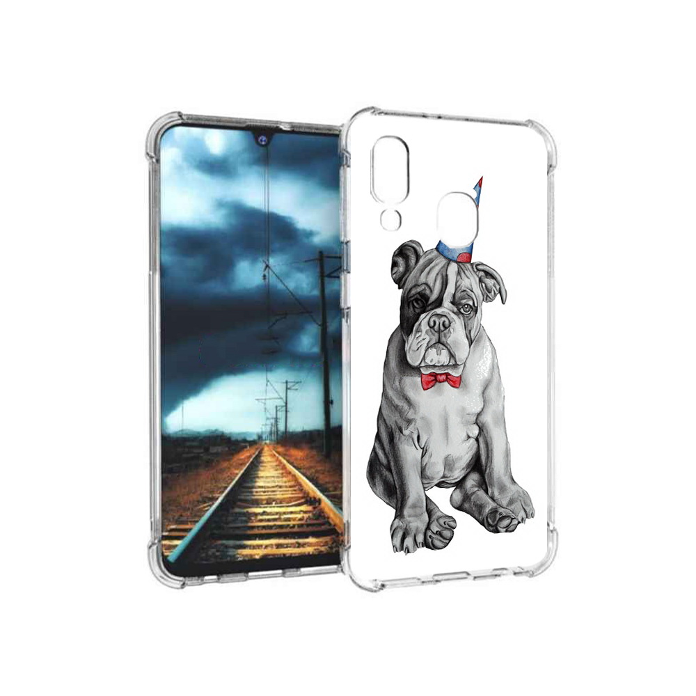 

Чехол MyPads Tocco для Samsung Galaxy A40 праздничный щенок (PT128655.504.554), Прозрачный, Tocco