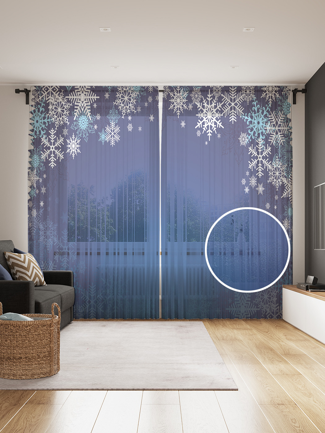 

Фототюль JoyArty "Новогодний снегопад", 145x265см, 2 полотна, лента, 50 крючков, Новогодний снегопад