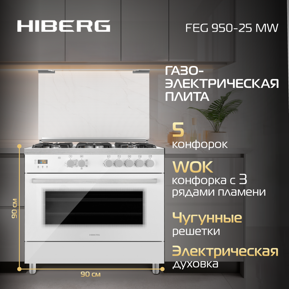 

Комбинированный варочный центр Hiberg FEG 950-25 MW белый, FEG 950-25 M