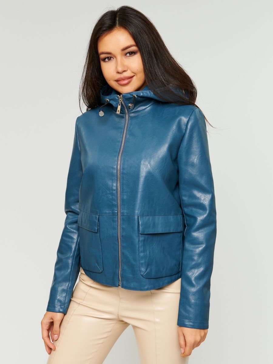 Кожаная куртка женская E-Lisman&ZG G611 синяя 50 RU