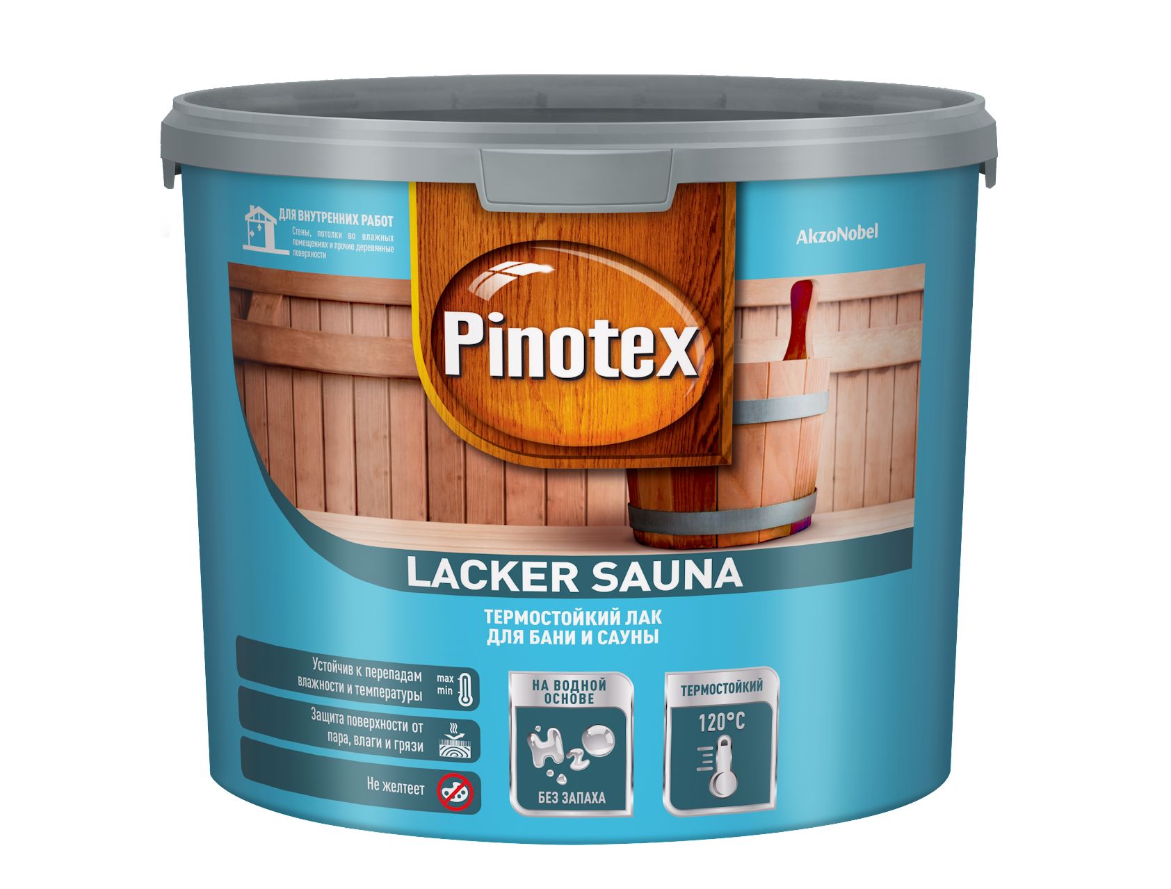 фото Лак pinotex lacker sauna 20 на водной основе, полуматовый, 2,7 л