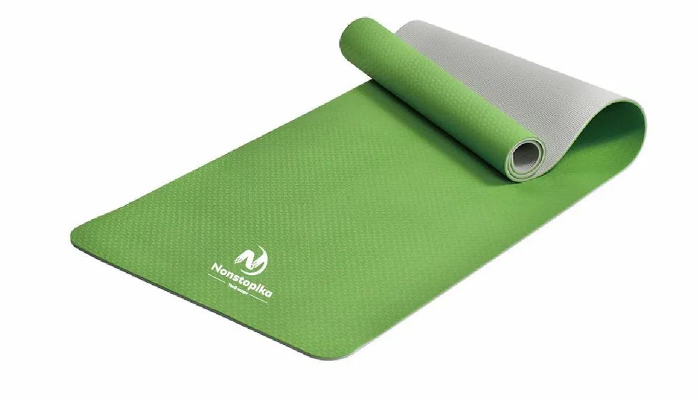 Спортивный коврик Nonstopika Relax, для йоги и пилатеса, размер 183*61*0,6см, цвет зеленый
