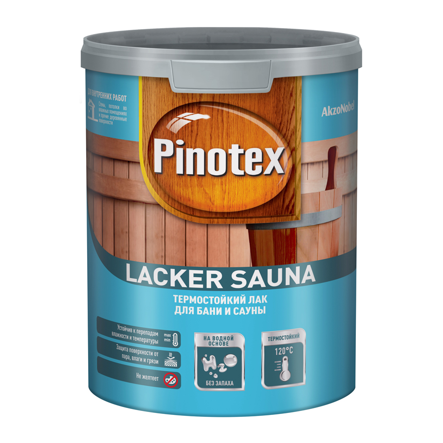 фото Лак pinotex lacker sauna 20 для стен бани и сауны полуматовый 1 л