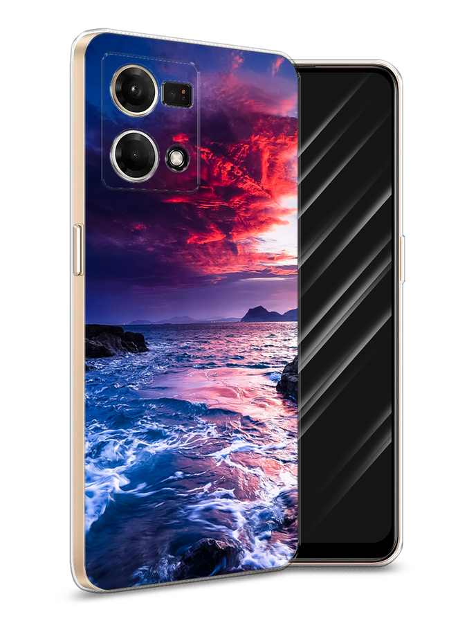 

Чехол Awog на Oppo Reno 8 4G "Волны 1", Розовый;синий, 2511450-4