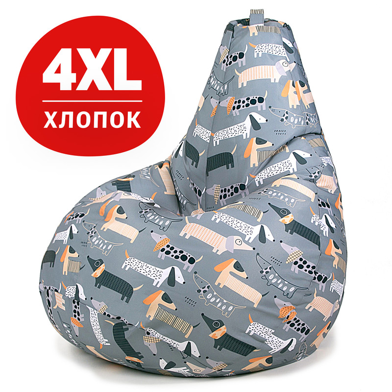 

Кресло-мешок груша Bean Joy ХXXXL, хлопок, Озорные таксы, Разноцветный, Груша_Принт_Хлопок