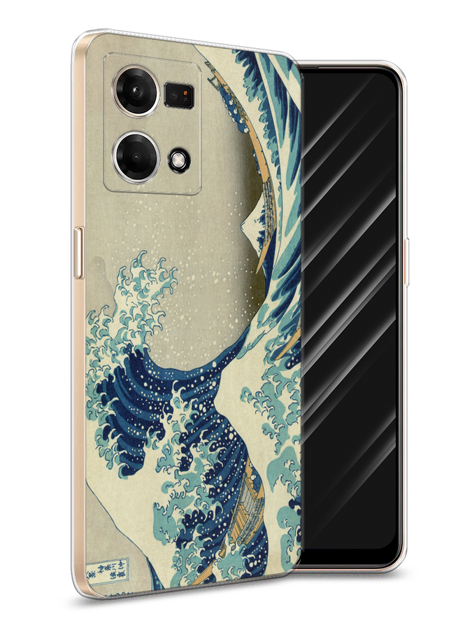 

Чехол Awog на Oppo Reno 8 4G "Большая волна в Канагаве", Серый;синий;голубой, 2511450-9