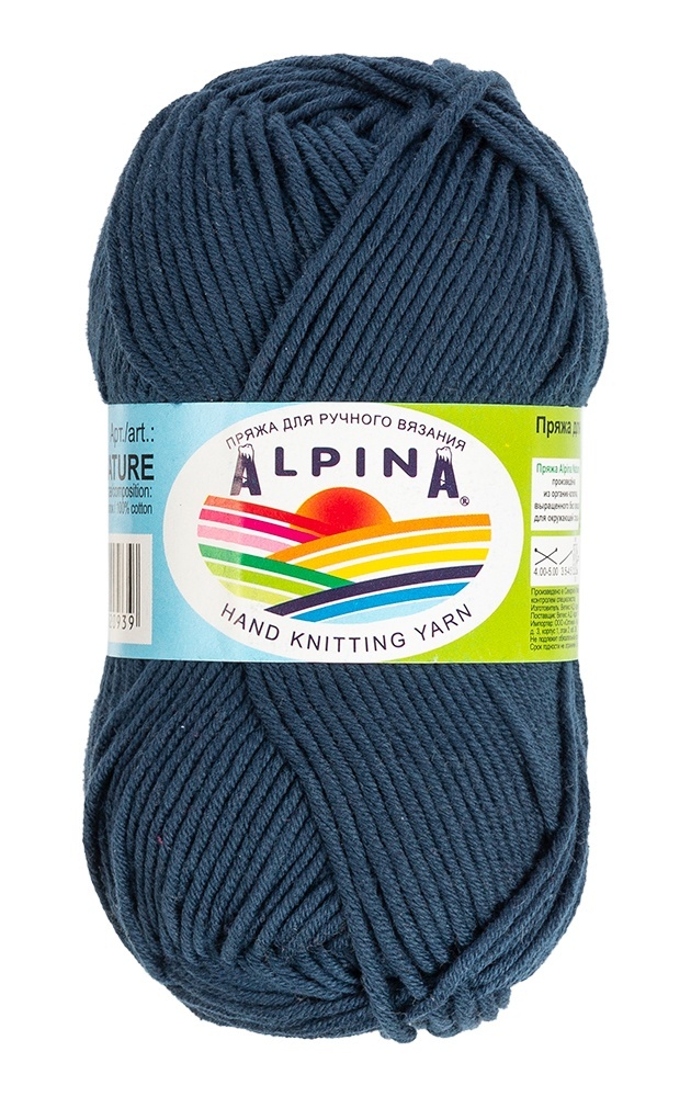 

Alpina Nature, 100% хлопок, 10х50 г, 105 м+-3 м, №006, темно-джинсовый, Синий