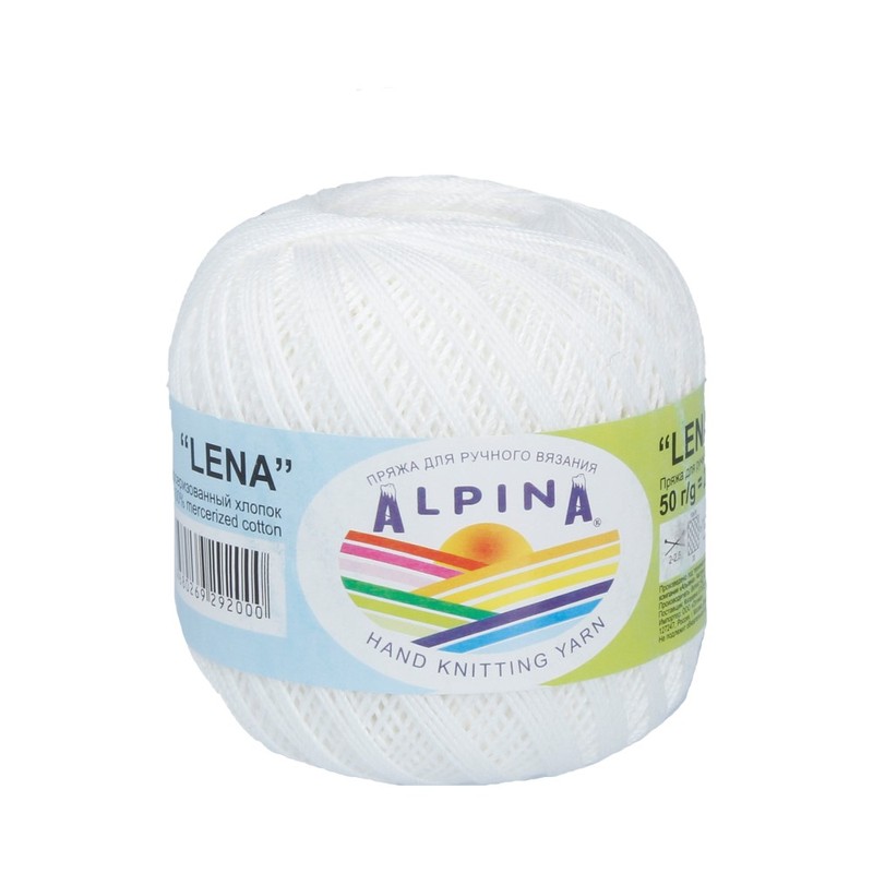 

Alpina Lena, 100% мерсеризованный хлопок, 10х50 г, 280 м+-15 м, №01, белый