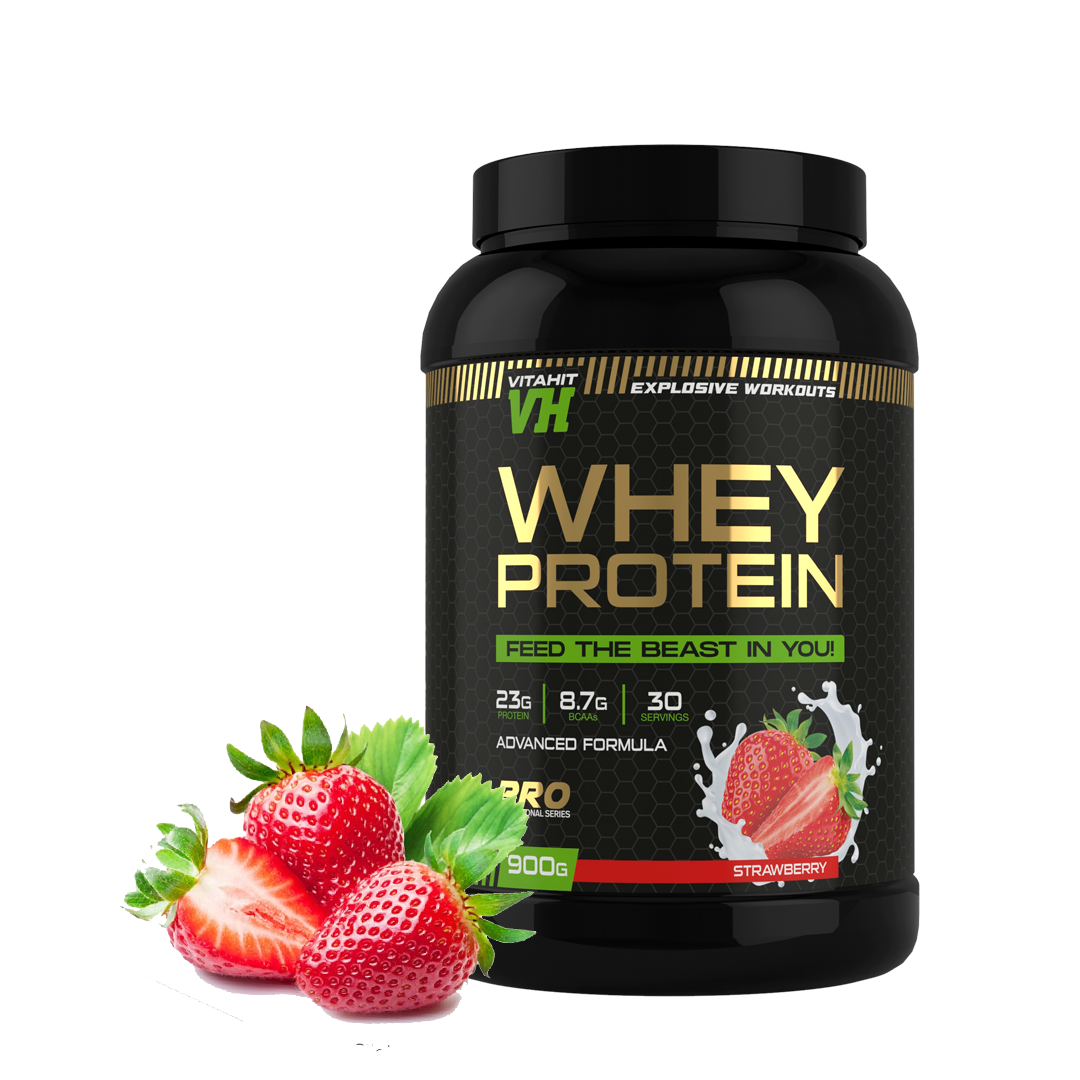 фото Протеин сывороточный vitahit whey protein банка 900 г клубника