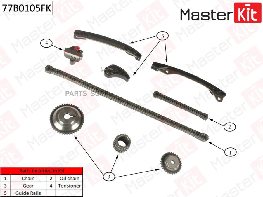 

Комплект Цепи Грм Nissan Tiida,Qashqai 2,Hr15,16de 10- 77b0105fk MasterKit 77B0105FK